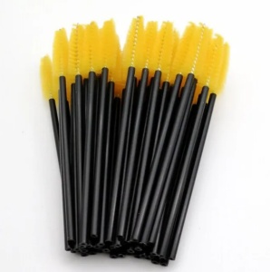 Set mit 50 Einwegbürsten für Wimpern und Augenbrauen, Gelb