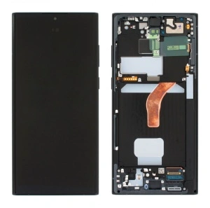 Display Samsung Samsung Galaxy S22 Ultra S908 cu rama, Black Graphite/Sky Blue/Red) (rama Negru MAT) Original Service Pack