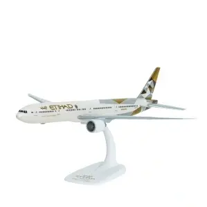 Macheta avion Etihad Airways Boeing B777-300, plastic, 36,5 cm, scara 1:200