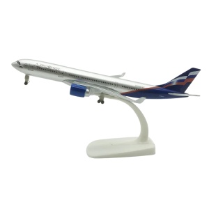 Machetă avion Aeroflot Airbus A330, metal, 20 cm, scara 1:300