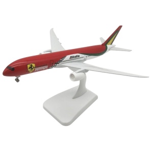 Machetă avion Alitalia Boeing B787, Ferrari livery, metal, 20 cm, scara 1:300
