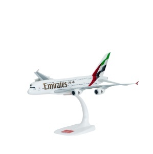 Macheta avion Emirates Airbus A380-800, plastic, 30 cm, scara 1:250