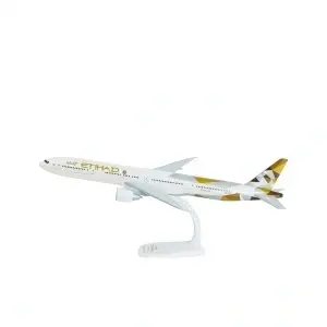 Macheta avion Etihad Airways Boeing B777-300, plastic, 36,5 cm, scara 1:200 - Img 2