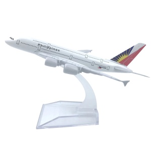 Machetă avion Philippine Airlines Airbus A380, metal, 16 cm, scara 1:400