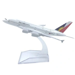 Machetă avion Philippine Airlines Airbus A380, metal, 16 cm, scara 1:400