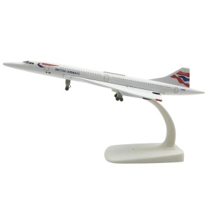 Machetă avion British Airways Concorde, metal, 20 cm, scara 1:300