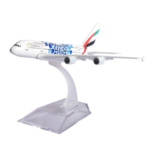 Machetă avion Emirates Airbus A380 Expo 2020 Dubai, metal, 16 cm, scara 1:400