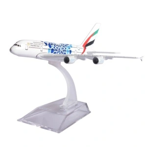 Machetă avion Emirates Airbus A380 Expo 2020 Dubai, metal, 16 cm, scara 1:400 - Img 2