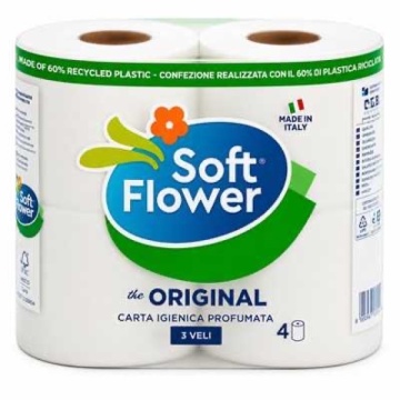 HARTIE IGIENICA SOFT FLOWER ORIGINAL 4 ROLE 3 STRATURI