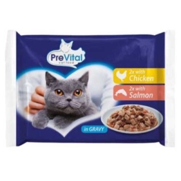 PREVITAL HRANA PISICA PUI SI SOMON 4X100 GR