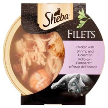 SHEBA HRANA PISICA FILE PUI SI CREVETI 60 GR