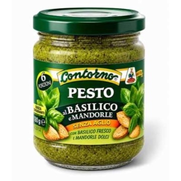 CONTORNO PESTO CU BUSUIOC ȘI MIGDALE FĂRĂ USTUROI 180 G