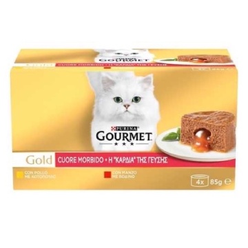 GOURMET GOLD TORTINI CU INIMĂ DE VITĂ ȘI PUI X4 85 G