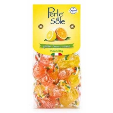PERLE DI SOLE BOMBOANE JELEU CU LĂMÂIE ȘI PORTOCALE 200 G