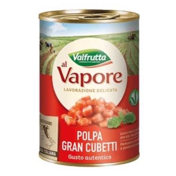 VALFRUTTA PULPA ROSII CUBURI MARI CONSERVA 400 GR