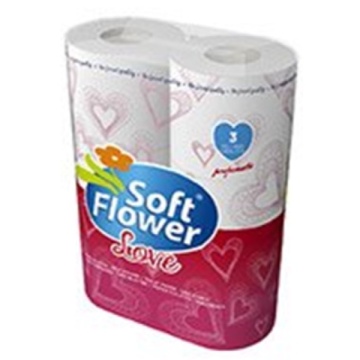 HARTIE IGIENICA SOFT FLOWER LOVE 6 ROLE 3 STRATURI