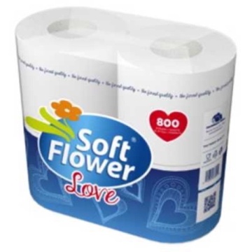 HARTIE IGIENICA SOFT FLOWER LOVE ALBASTRU 4 ROLE 2 STRATURI