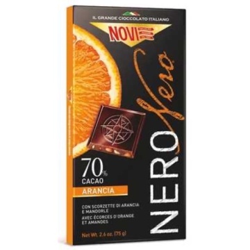 CIOCOLATA NOVI TABLETA NEAGRA PORTOCALA MIGDALE 75 GR