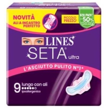 LINES SETA ULTRA ABSORBANTE LUNGI CU ARIPIOARE