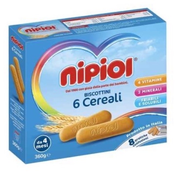 BISCUITI NIPIOL 6 CEREALE +4 LUNI 360 GR