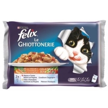 FELIX HRANA PISICA 4 PLICURI VITA MORCOV PUI ROSII 85 GR