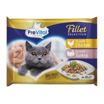 PREVITAL HRANA PISICA FILE PUI SI CURCAN 4X85 GR