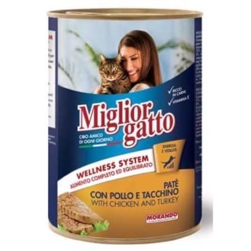 MIGLIOR HRANA PISICA BUCATI PUI CURCAN 400 GR