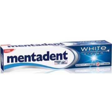 PASTA DINTI MENTADENT WHITE SYSTEM PROTECTIE SMALT 75 ML