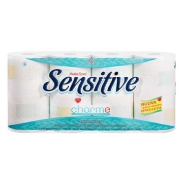 HARTIE IGIENICA SENSITIVE CHARM DECORATA 8 ROLE 3 STRATURI