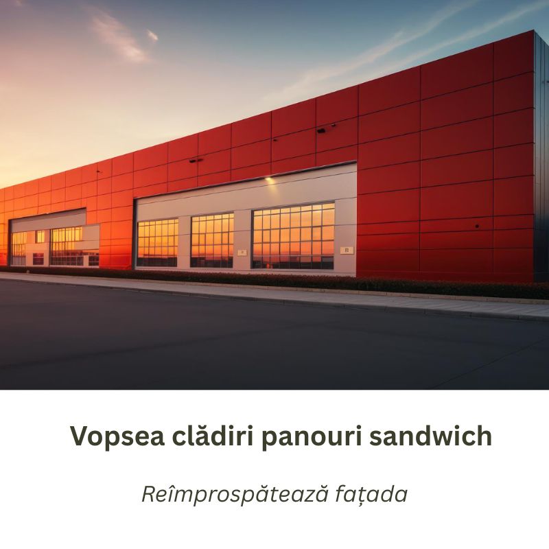 Renovare hală industrială prin vopsirea panourilor sandwich cu vopsea rezistentă la exterior.