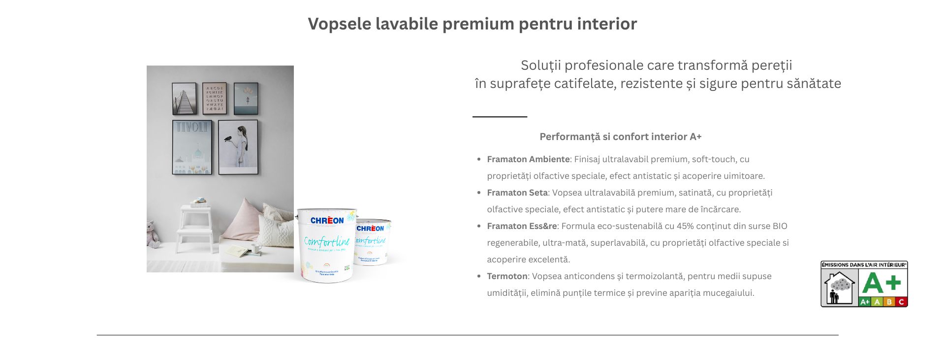 Vopsele lavabile premium pentru interior Chreon