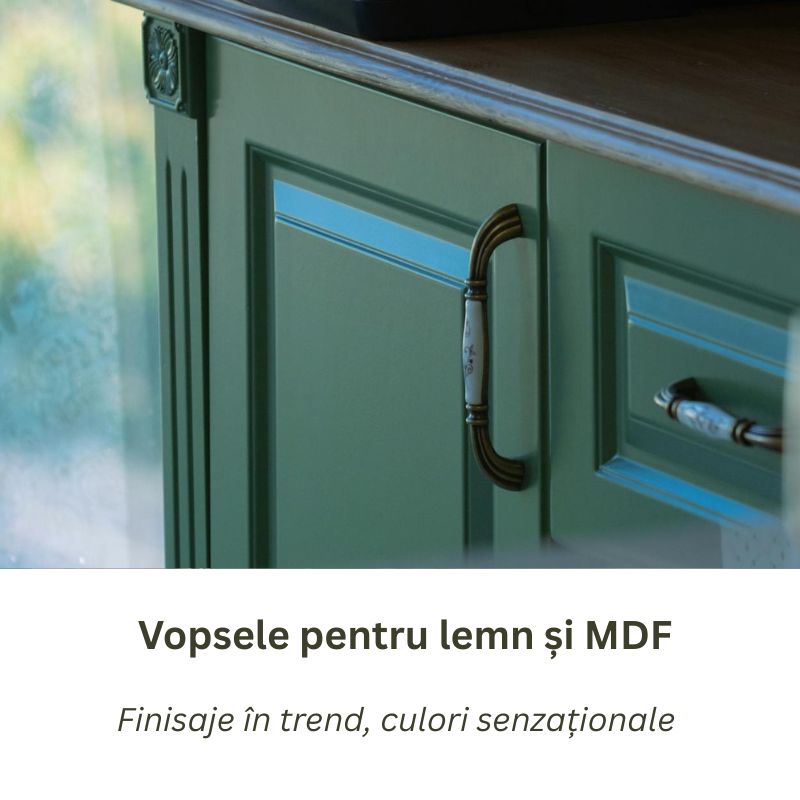 Fronturi de mobilier din MDF vopsite mat și satinat cu vopsele profesionale IVE pentru rezistență la zgârieturi