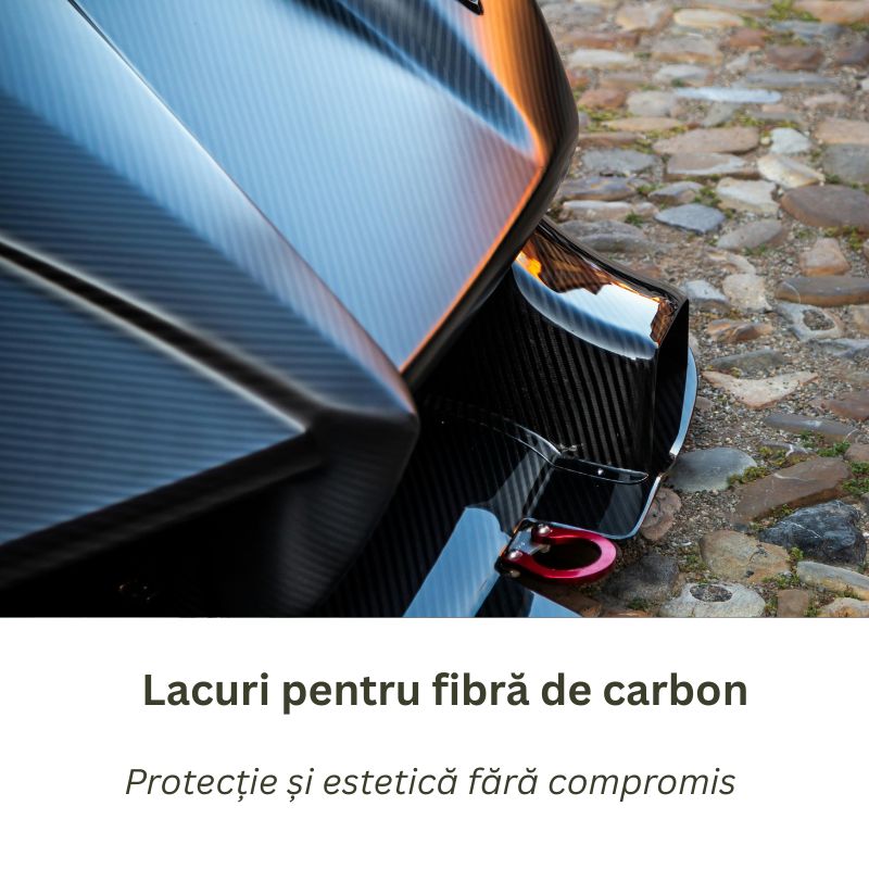 Lac profesional ultra-transparent Lechsys aplicat pe fibră de carbon pentru protecție UV și luciu de cristal