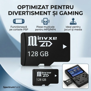 Card De Memorie TF (MicroSD), Capacitate 128 GB, Clasa 10, Transfer de mare viteza, Pentru Telefon, Laptop, Tableta, Camera Foto, Camera Video, Camera Auto, Camera De Supraveghere, Consola PSP, Negru - Img 4