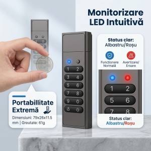 Stick USB cu Tastatura, 32 GB, USB 3.0, Criptare Hardware, Protectie Date cu Parola PIN, Stocare Securizata, Carcasa Metalica din Aliaj de Zinc, Rezistent, Gri - Img 5