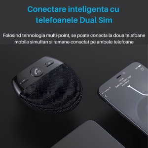 Car Kit Auto, difuzor Bluetooth 5.0, hands-free pentru telefonul din masina, mini radio, transmisie vocala, stanby 500 ore, negru - Img 3