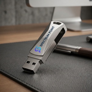 Stick USB / Memorie USB SpectrumPoint, capacitate 64 GB, USB 3.0, OTG, compatibil Laptop/ PC, Carcasa Metalica, Argintiu
