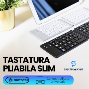 Tastatura Pliabila Universala, conectare prin Bluetooth, fara fir, compatibila Windows / Android / IOS /Sisteme PC / Laptop / Tableta, Argintiu - Img 2