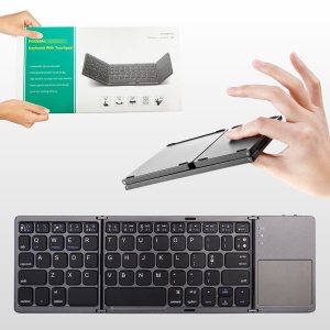 Tastatura pliabila universala cu touchpad integrat, Bluetooth 3.0, fara fir, ultra slim, compatibila cu Windows/Android/iOS/Smart TV, Negru