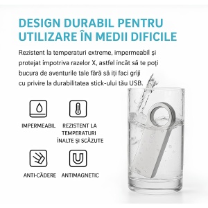 Stick Memorie USB 4 GB, USB 2.0, Design Compact cu Carcasa Metalica, Impermeabil si Rezistent, Compatibil cu PC, Laptop, Consola, Argintiu Metalizat - Img 3