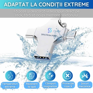 Stick memorie multifunctional 4 in 1, Capacitate 64 GB, compatibil Smartphone, Computer, Laptop, Argintiu - Img 7