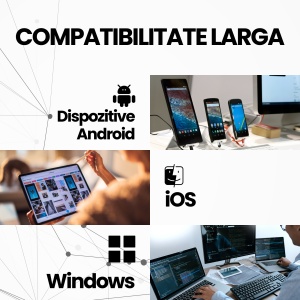 Tastatura Pliabila Universala, conectare prin Bluetooth, fara fir, compatibila Windows / Android / IOS /Sisteme PC / Laptop / Tableta, Argintiu - Img 6