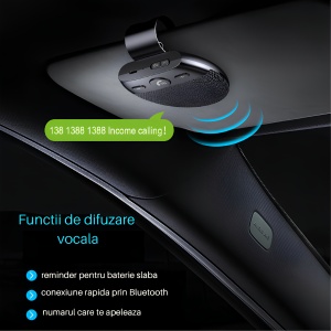 Car Kit Auto, difuzor Bluetooth 5.0, hands-free pentru telefonul din masina, mini radio, transmisie vocala, stanby 500 ore, negru - Img 4