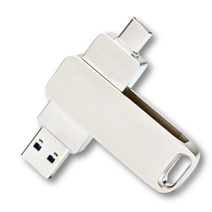 Memorie USB Dual Drive pentru Smartphone, Tablete si Calculatoare, 64 GB, USB 3.0, USB Type-C, Metal, Argintiu - Img 1