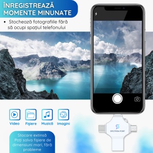 Stick memorie multifunctional 4 in 1, Capacitate 64 GB, compatibil Smartphone, Computer, Laptop, Argintiu - Img 4