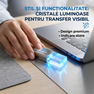 Stick USB / Memorie USB SpectrumPoint, capacitate 128 GB, USB 2.0, OTG, compatibil Laptop/ PC / Telefon Mobil / Tableta, Carcasa metalica cu cristale luminoase, Argintiu - Img 6