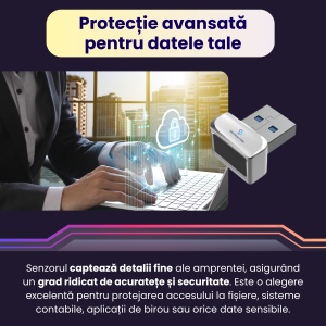 Cititor de amprente USB model U6, recunoastere instanta, citire 360°, pana la 10 amprente, securitate biometrica avansata, conectivitate USB, compatibil cu Windows si Android, design compact, carcasa metalica, instalare plug & play, gri - Img 7