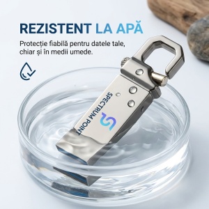 Stick USB / Memorie USB SpectrumPoint, capacitate 256 GB, USB 3.0, OTG, compatibil Laptop/ PC, Design Breloc, Carcasa Metalica, Argintiu - Img 3
