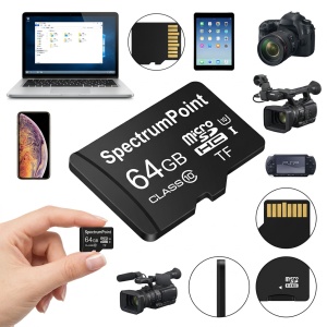 Card De Memorie TF (MicroSD), Capacitate 64 GB, Clasa 10, Transfer de mare viteza, Pentru Telefon, Laptop, Tableta, Camera Foto, Camera Video, Camera Auto, Camera De Supraveghere, Consola PSP, Negru