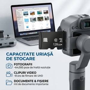 Card De Memorie TF (MicroSD), Capacitate 128 GB, Clasa 10, Transfer de mare viteza, Pentru Telefon, Laptop, Tableta, Camera Foto, Camera Video, Camera Auto, Camera De Supraveghere, Consola PSP, Negru - Img 3